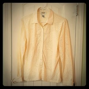 Cream lace button up blouse